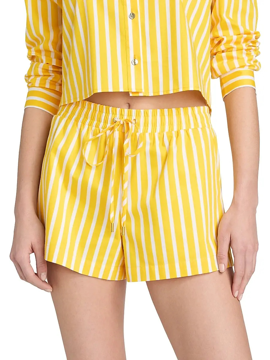 L'Agence Women's Royce Striped Cotton-Blend Drawstring Shorts | Thumbnail 3 L'Agence Women's Royce Striped Cotton-Blend Drawstring Shorts | Thumbnail 3