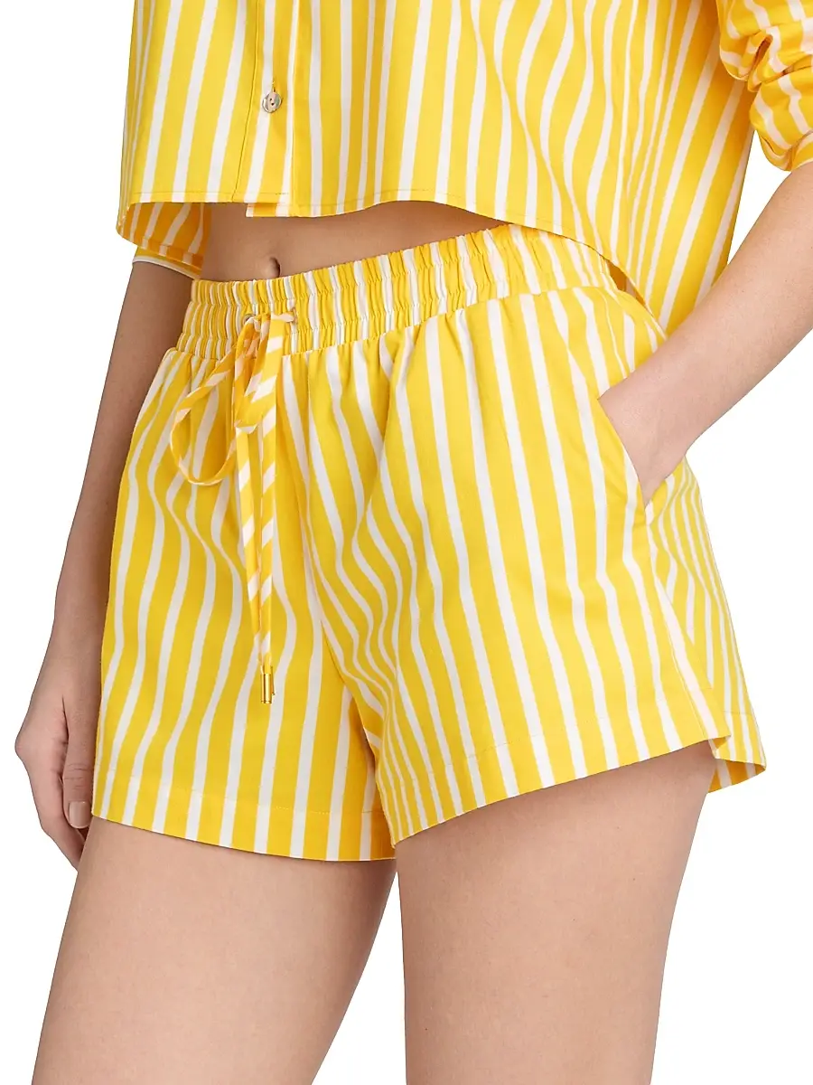L'Agence Women's Royce Striped Cotton-Blend Drawstring Shorts | Thumbnail 4 L'Agence Women's Royce Striped Cotton-Blend Drawstring Shorts | Thumbnail 4