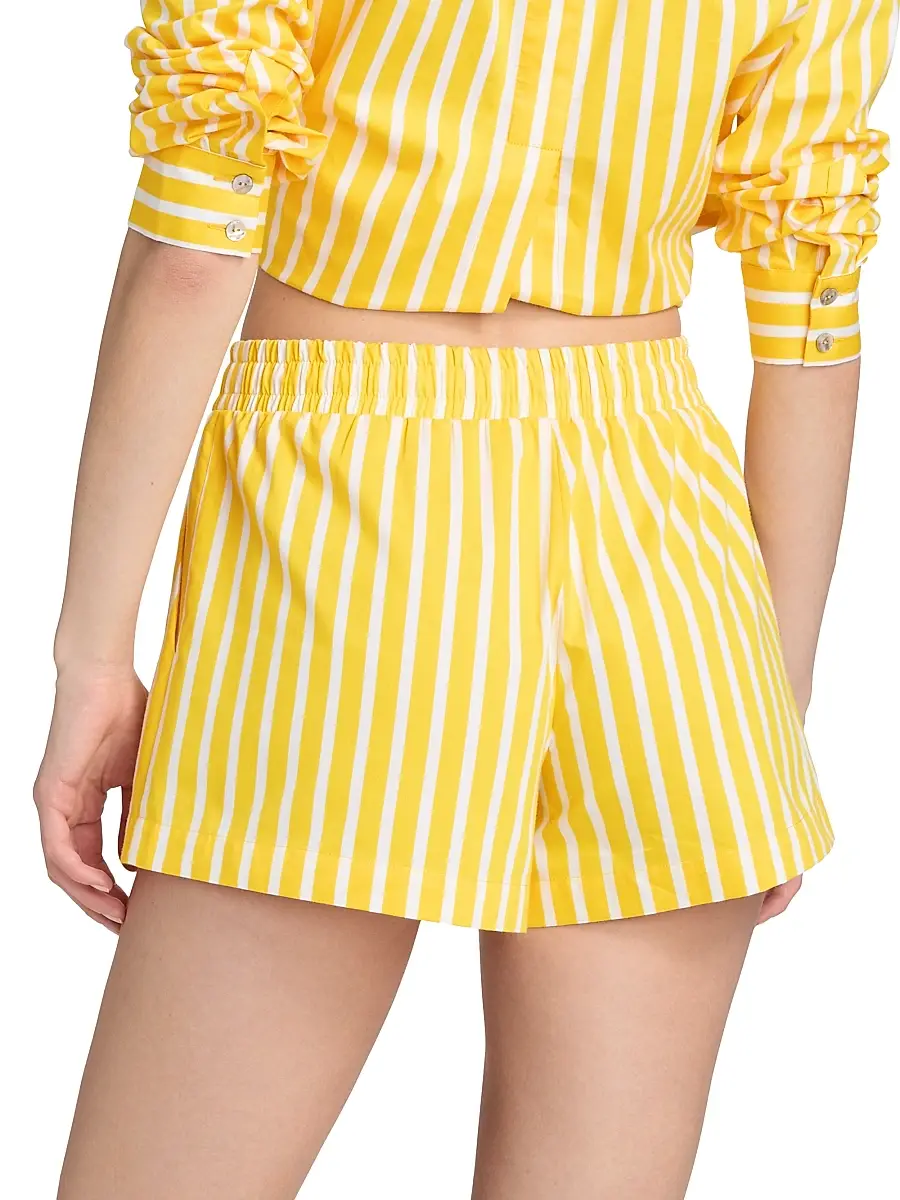 L'Agence Women's Royce Striped Cotton-Blend Drawstring Shorts | Thumbnail 5 L'Agence Women's Royce Striped Cotton-Blend Drawstring Shorts | Thumbnail 5