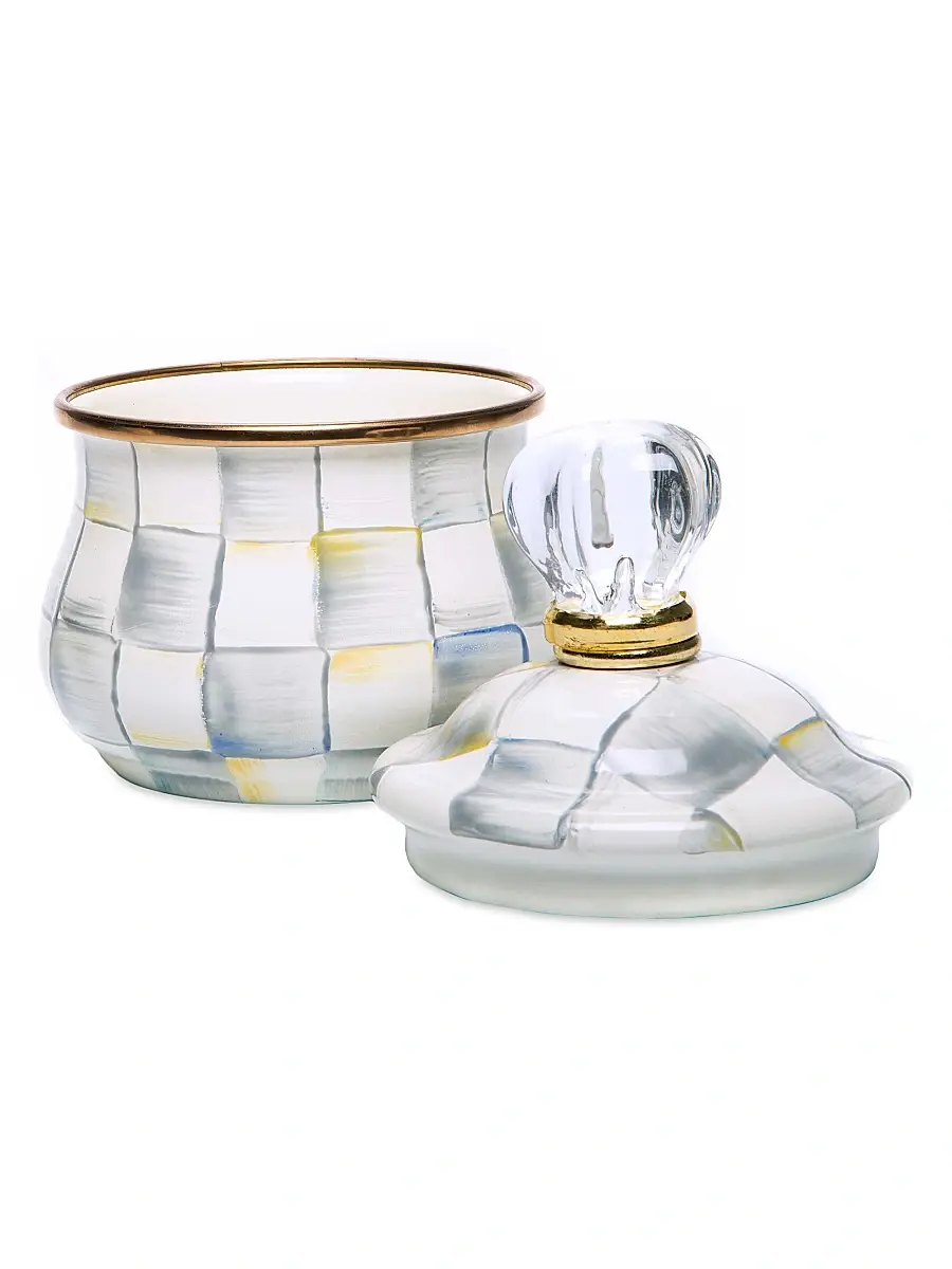 MacKenzie-Childs Sterling Check Enamel Lidded Sugar Bowl | Thumbnail 2