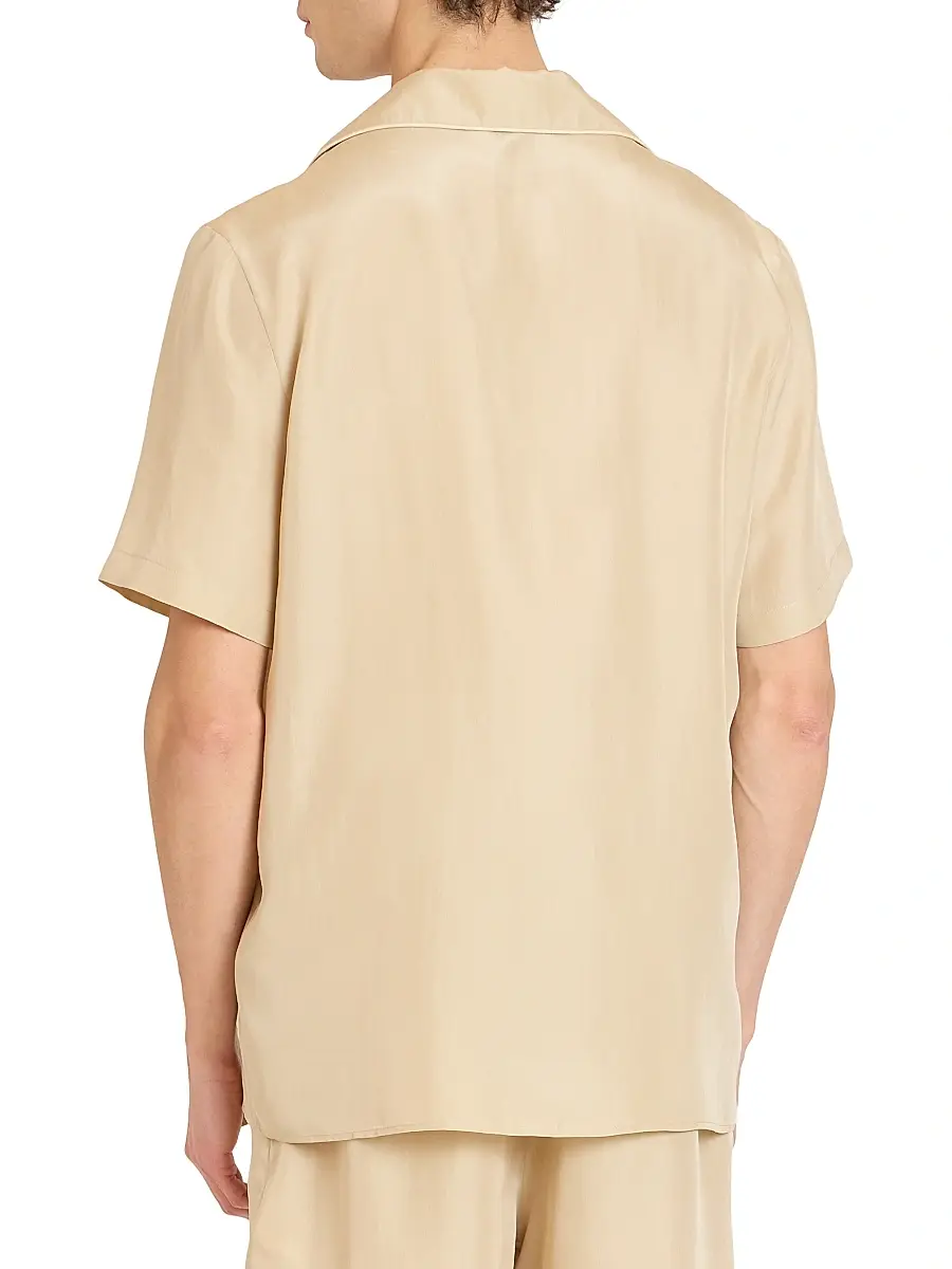 Balmain Men's Sun Embroidered Silk Shirt - Beige Clair Marron | Thumbnail 5