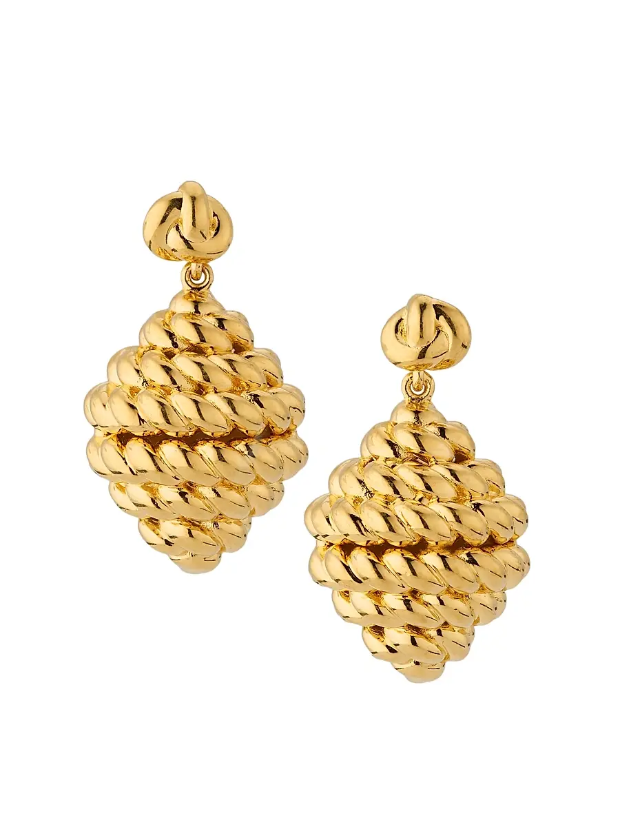 Toteme Women's 24K-Gold-Plated Knotted Rope Drop Earrings - Gold | Image 1 Toteme Women's 24K-Gold-Plated Knotted Rope Drop Earrings - Gold | Image 1