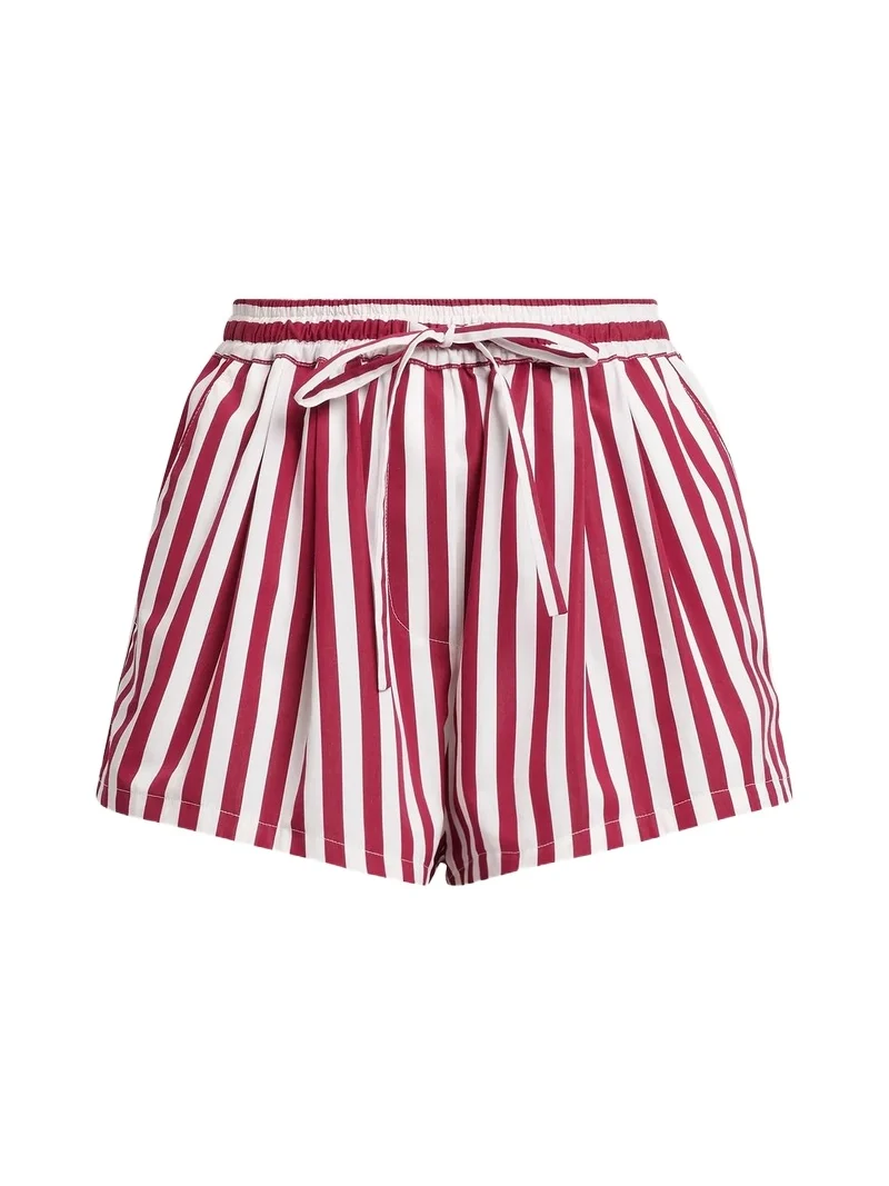 Women's Rigato Stripe Cotton-Silk Drawstring Shorts