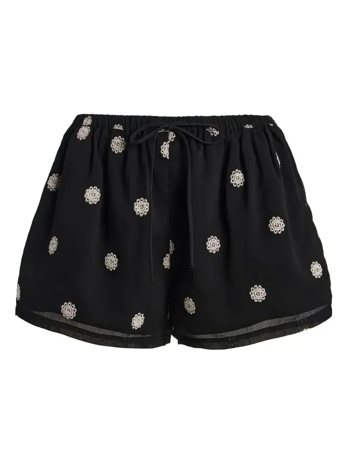 Elle Embroidered Crepe Shorts Elle Embroidered Crepe Shorts