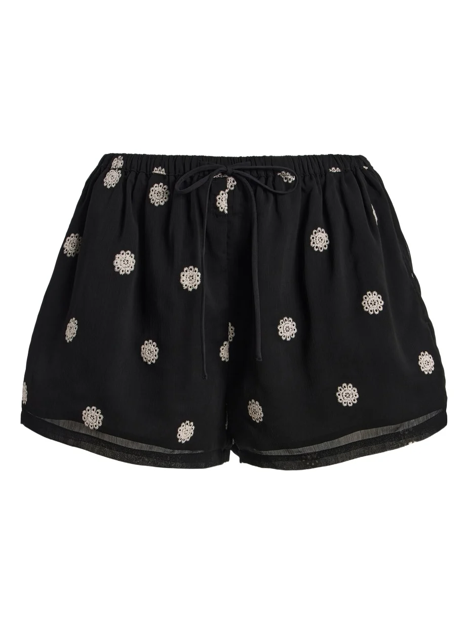 Elle Embroidered Crepe Shorts Elle Embroidered Crepe Shorts