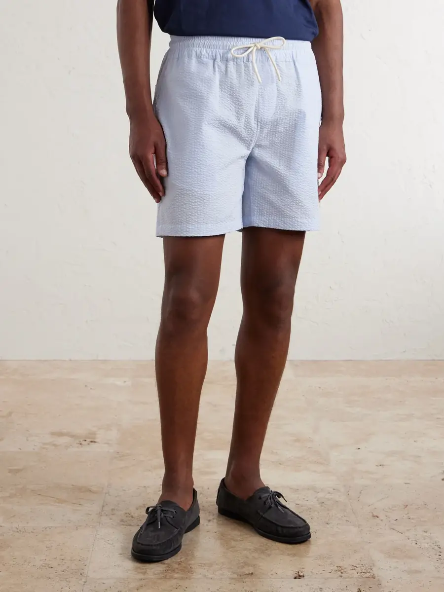 Portuguese Flannel Atlantico Straight-Leg Cotton-Seersucker Shorts - Men | Thumbnail 3 Portuguese Flannel Atlantico Straight-Leg Cotton-Seersucker Shorts - Men | Thumbnail 3