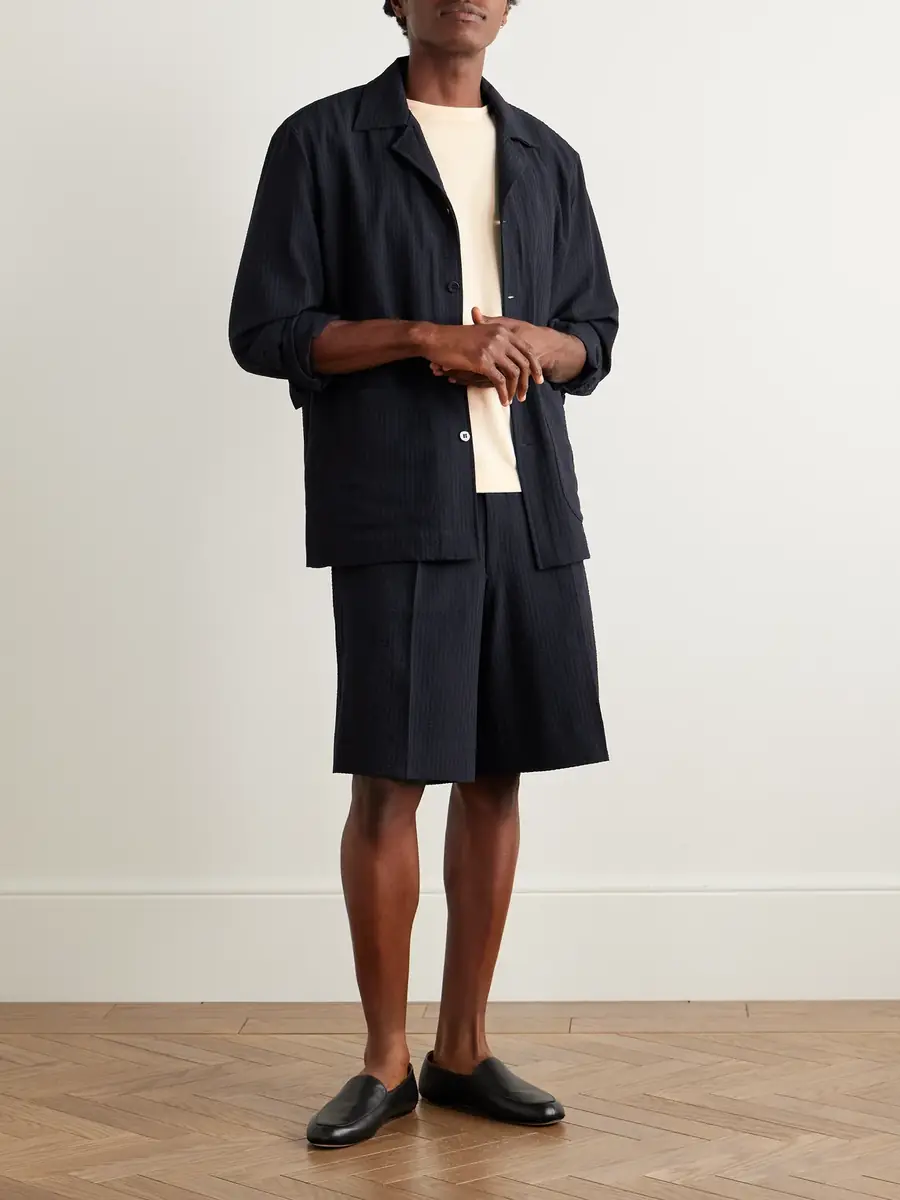 Stòffa Pleated Wool-Seersucker Shorts - Men | Thumbnail 2 Stòffa Pleated Wool-Seersucker Shorts - Men | Thumbnail 2