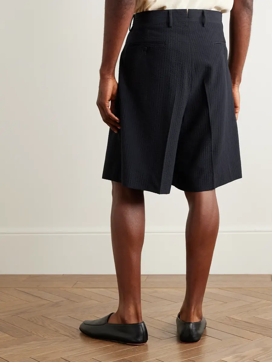 Stòffa Pleated Wool-Seersucker Shorts - Men | Thumbnail 4 Stòffa Pleated Wool-Seersucker Shorts - Men | Thumbnail 4