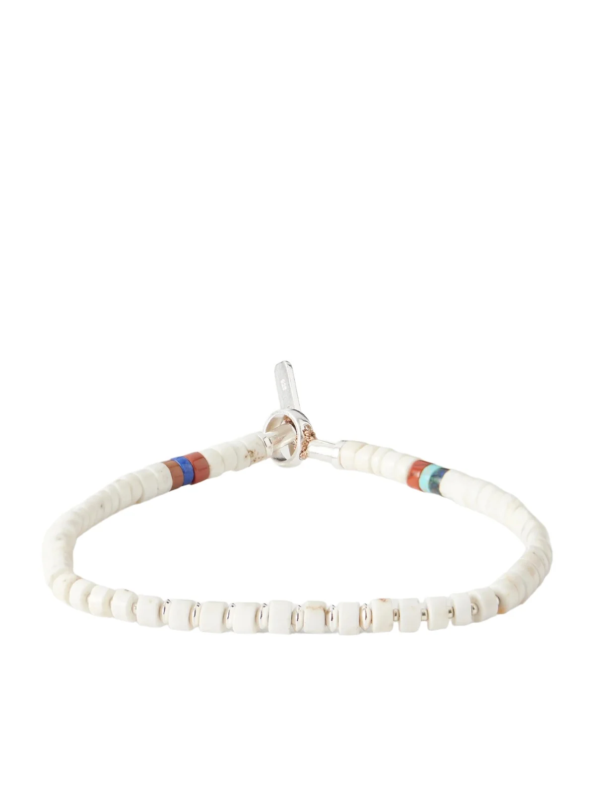 Sterling Silver Magnesite Beaded Bracelet - Men Sterling Silver Magnesite Beaded Bracelet - Men