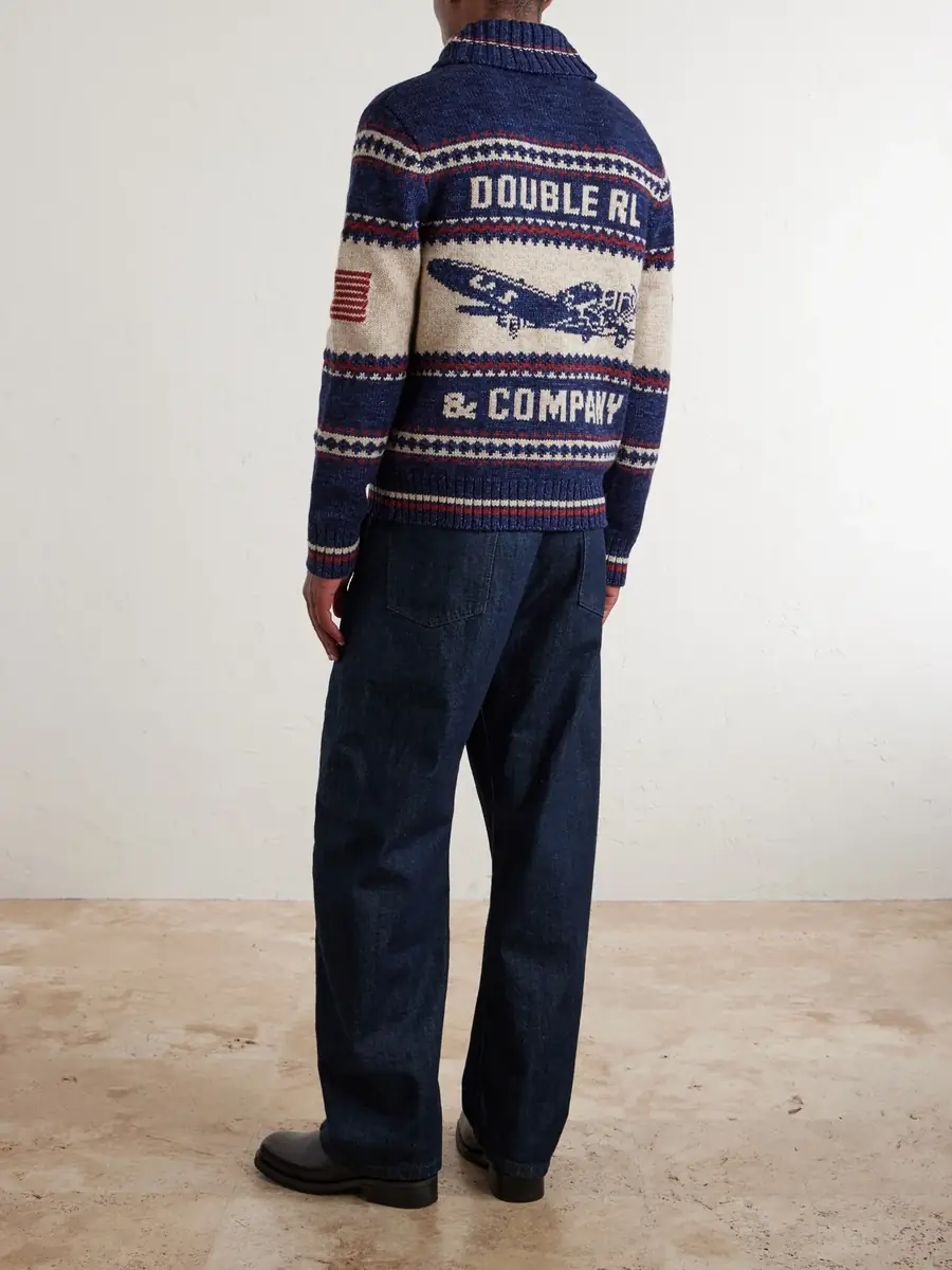 RRL Shawl-Collar Cotton, Wool and Linen-Blend Jacquard Cardigan - Men | Thumbnail 4