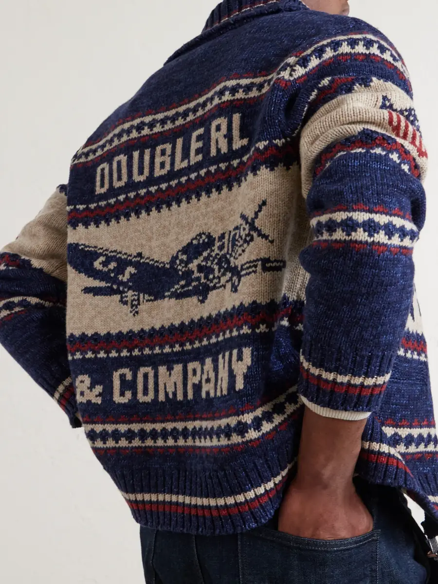 RRL Shawl-Collar Cotton, Wool and Linen-Blend Jacquard Cardigan - Men | Thumbnail 5