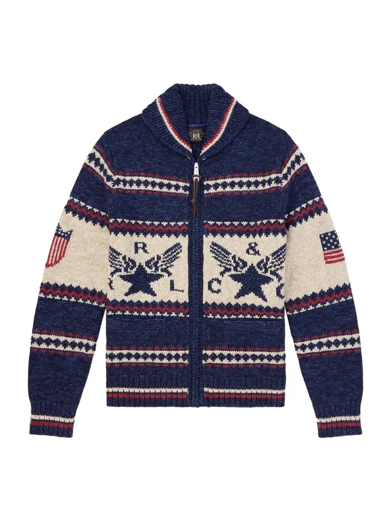 RRL Shawl-Collar Cotton, Wool and Linen-Blend Jacquard Cardigan - Men | Image 1 RRL Shawl-Collar Cotton, Wool and Linen-Blend Jacquard Cardigan - Men | Image 1