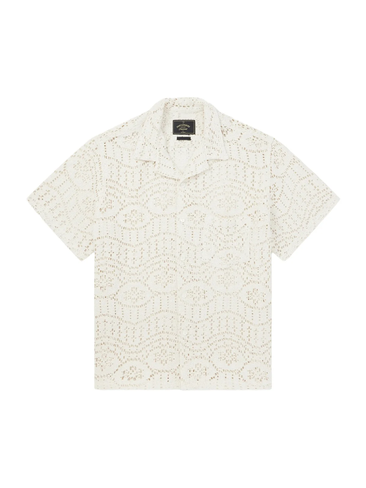Camp-Collar Crochet-Knit Cotton-Blend Shirt - Men