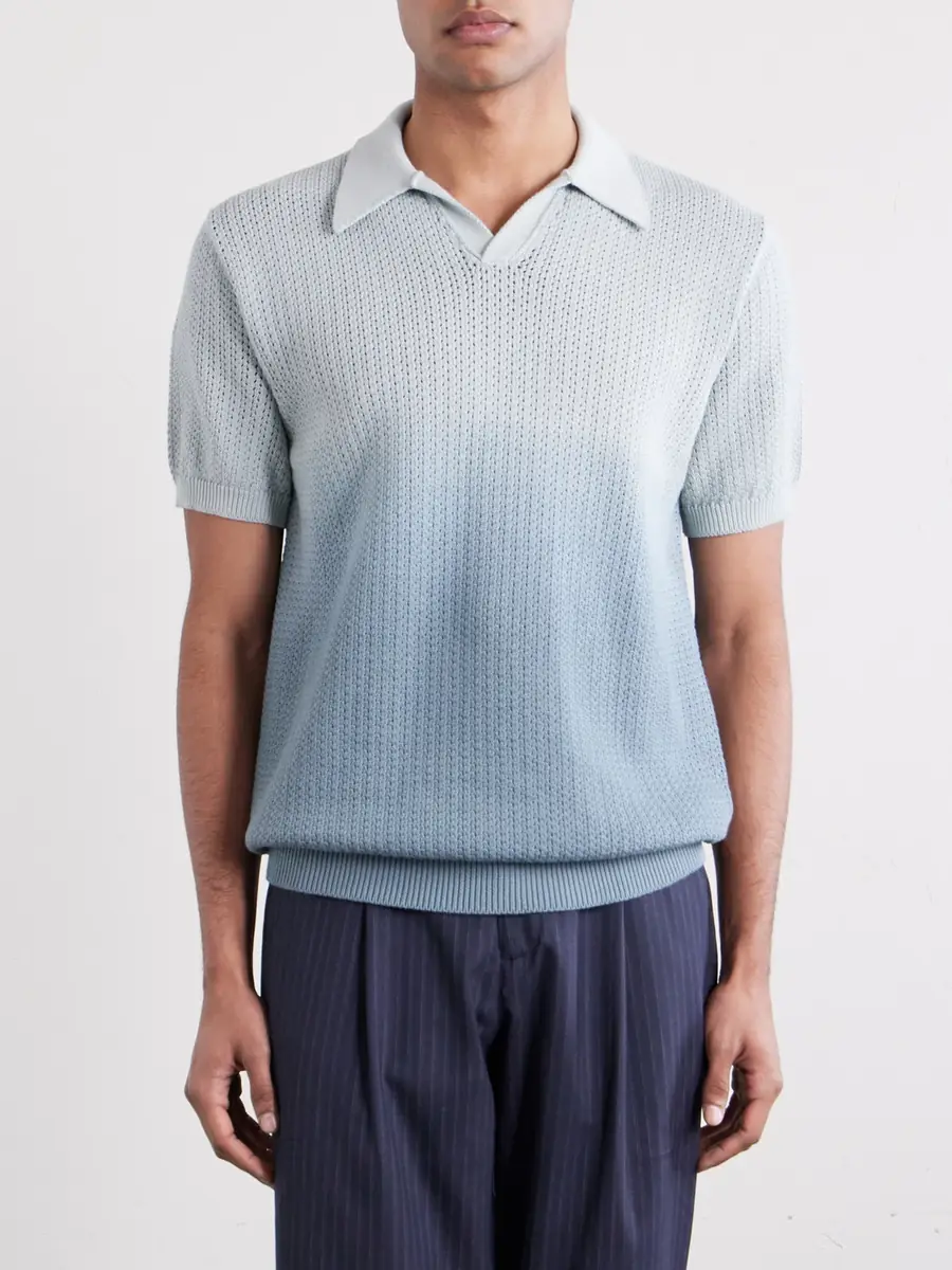 MR P. Open-Collar Knitted Organic Cotton Polo Shirt - Men | Thumbnail 3 MR P. Open-Collar Knitted Organic Cotton Polo Shirt - Men | Thumbnail 3
