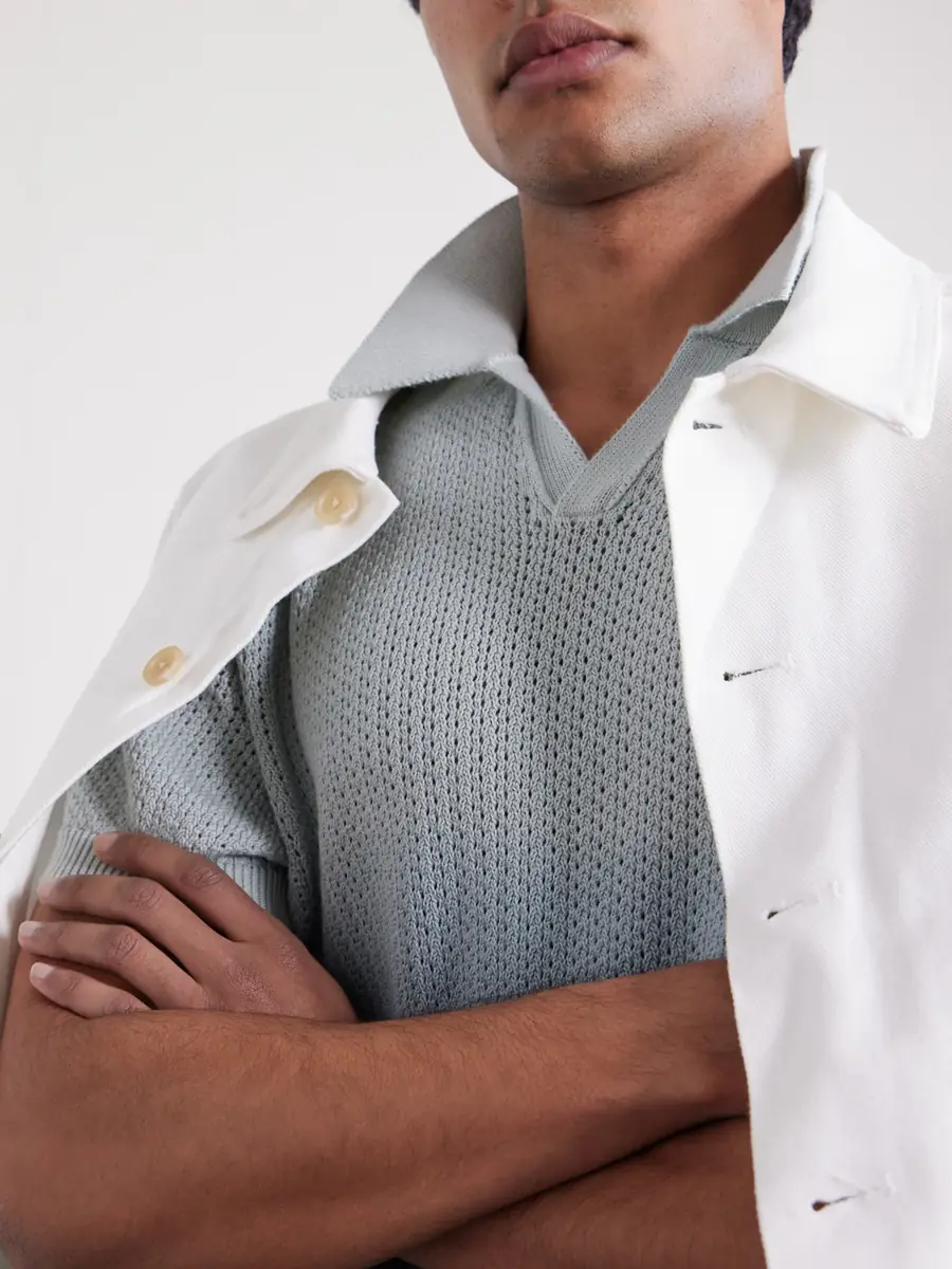 MR P. Open-Collar Knitted Organic Cotton Polo Shirt - Men | Thumbnail 5 MR P. Open-Collar Knitted Organic Cotton Polo Shirt - Men | Thumbnail 5