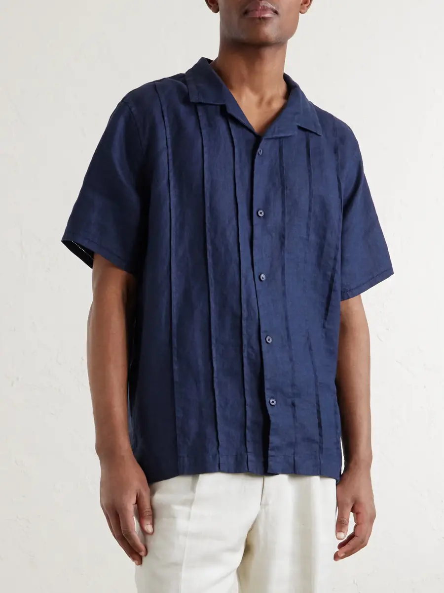 MR P. Camp-Collar Embroidered Pintucked Linen Shirt - Men | Thumbnail 3 MR P. Camp-Collar Embroidered Pintucked Linen Shirt - Men | Thumbnail 3