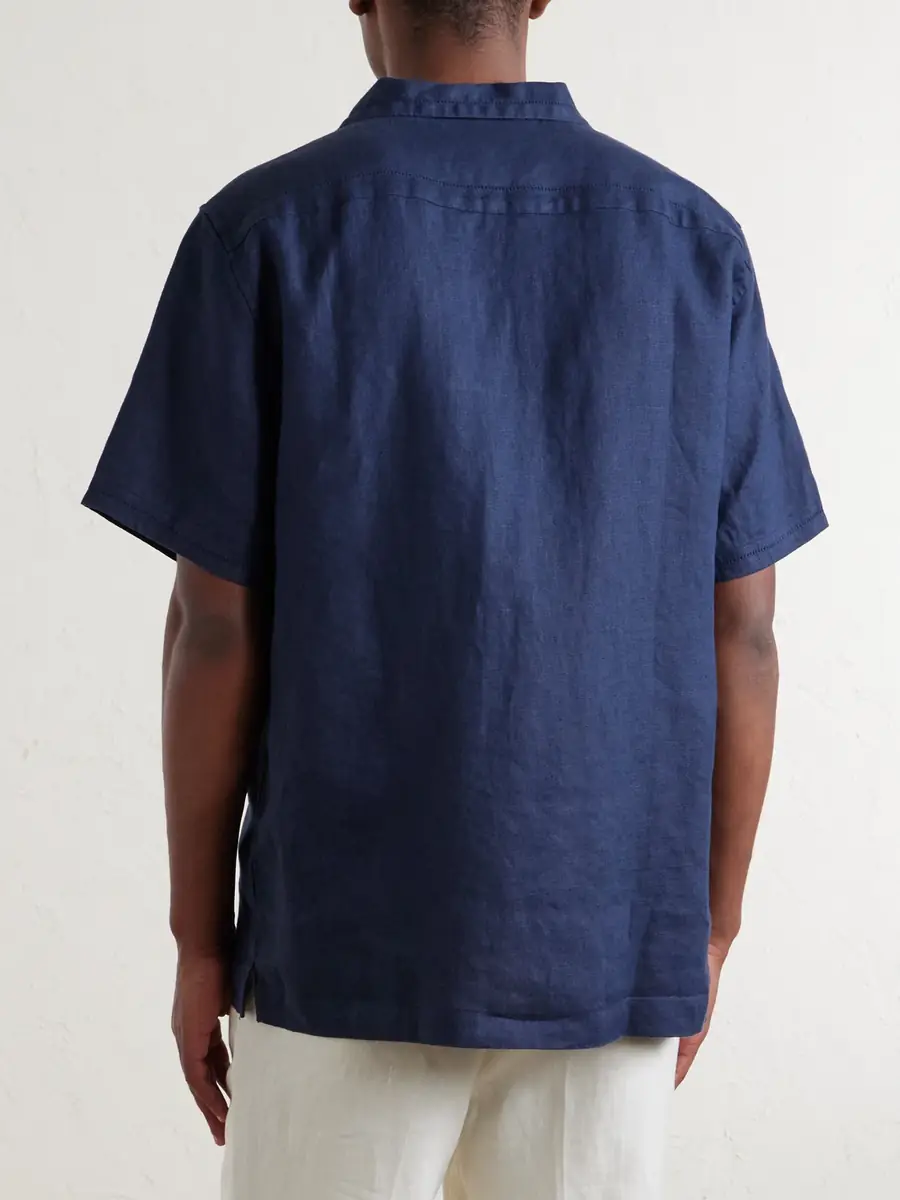 MR P. Camp-Collar Embroidered Pintucked Linen Shirt - Men | Thumbnail 4 MR P. Camp-Collar Embroidered Pintucked Linen Shirt - Men | Thumbnail 4