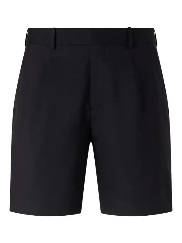 Wide-Leg Pleated Wool Shorts - Men Wide-Leg Pleated Wool Shorts - Men
