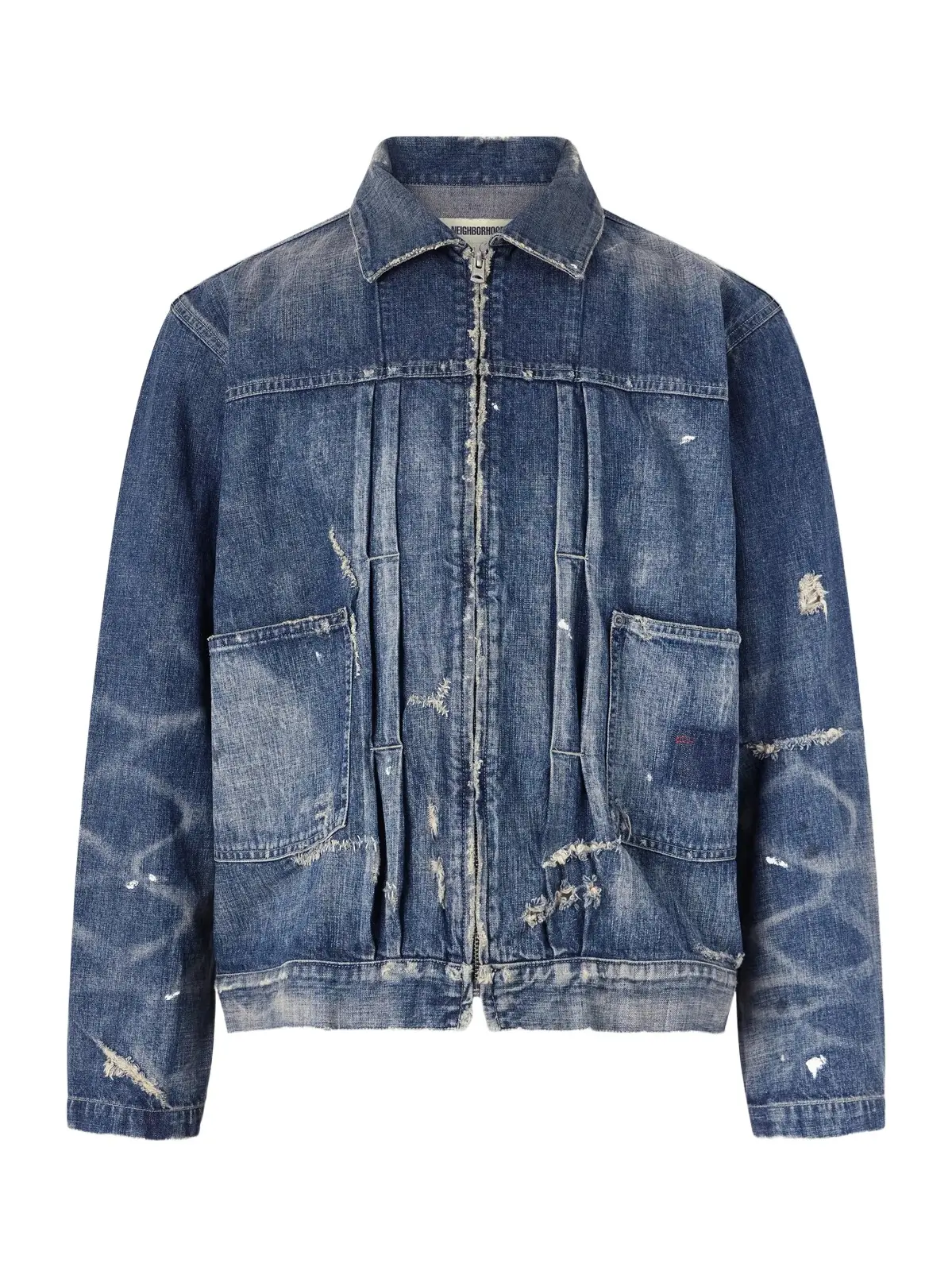 Distressed Denim Jacket - Men Distressed Denim Jacket - Men