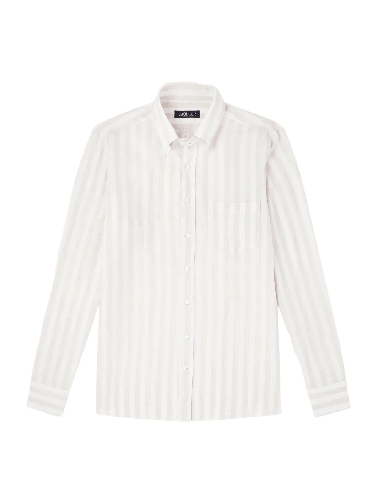 Button-Down Collar Striped Linen Shirt - Men