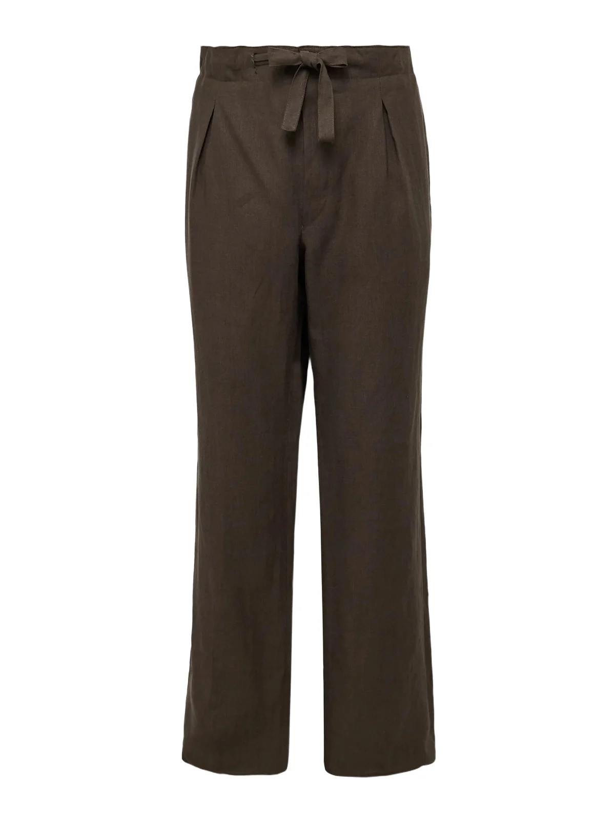 Straight-Leg Pleated Linen Drawstring Trousers - Men