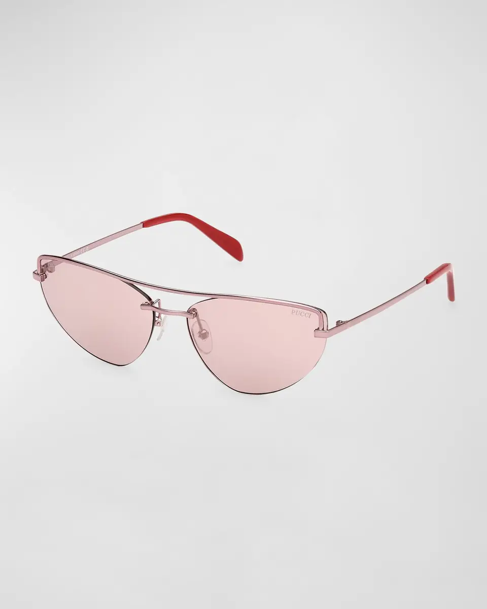 Pucci Semi-Rimmed Metal & Acetate Cat-Eye Sunglasses | Thumbnail 2