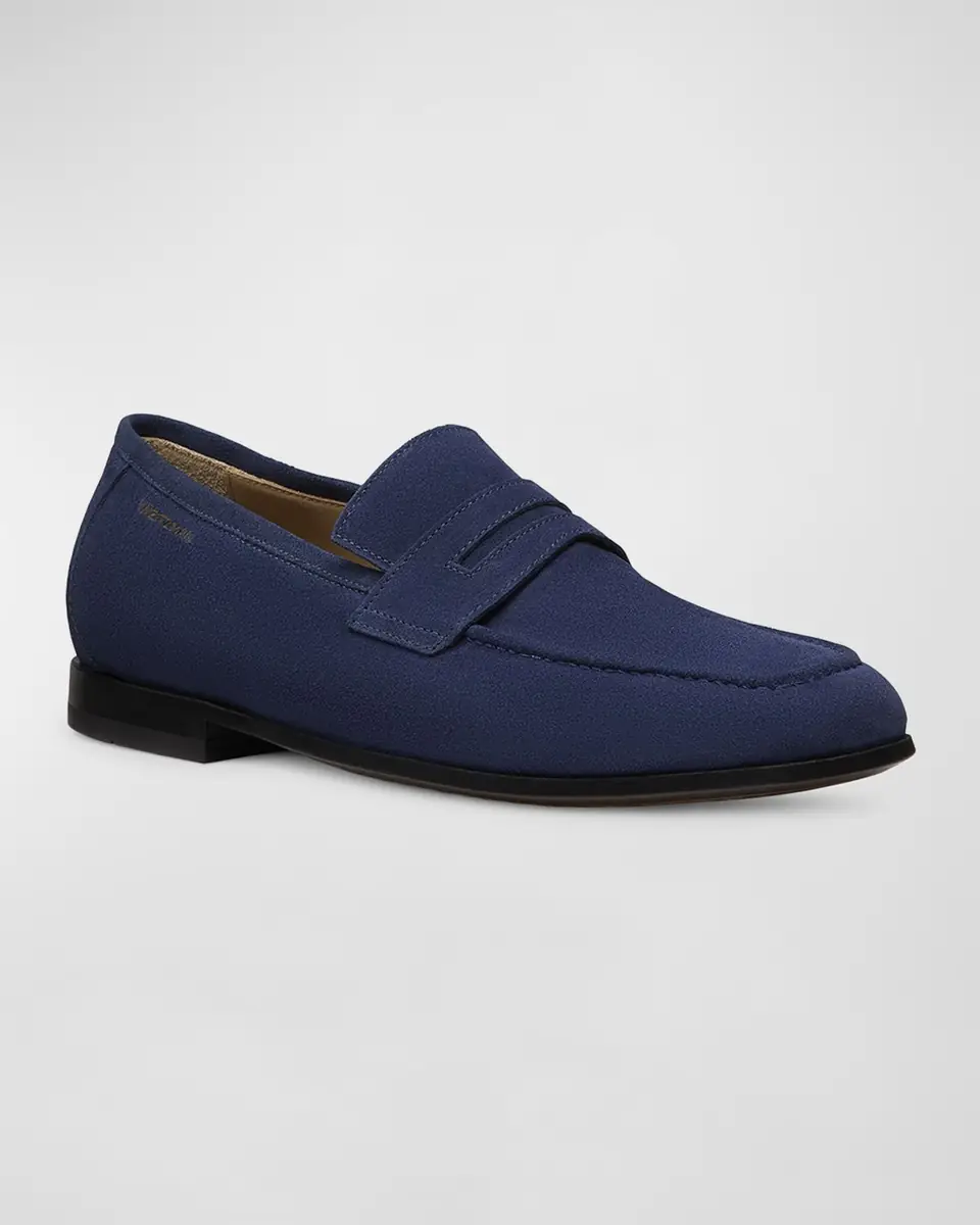 Stuart Weitzman Men's Club Suede Penny Loafers | Thumbnail 2