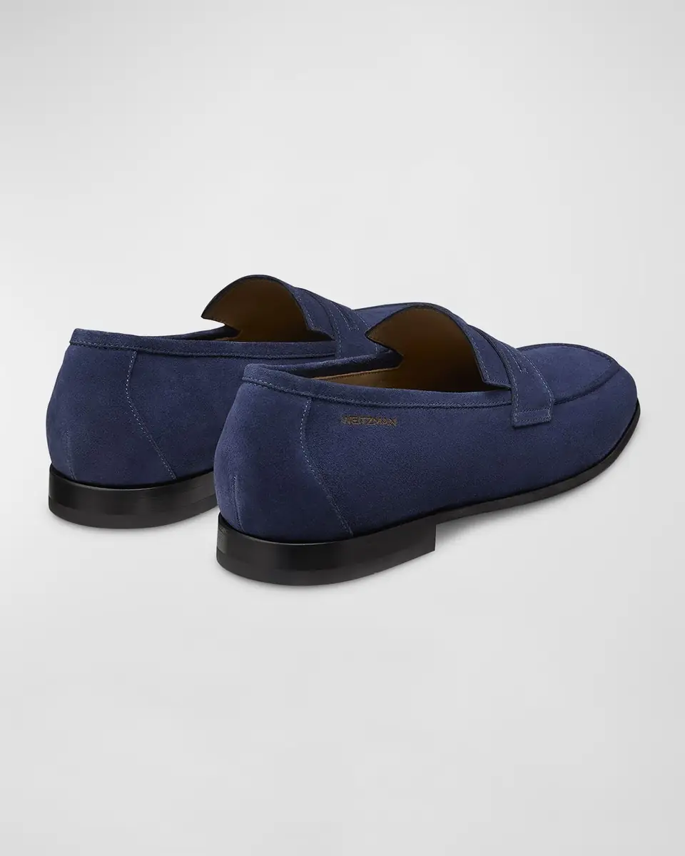 Stuart Weitzman Men's Club Suede Penny Loafers | Thumbnail 4