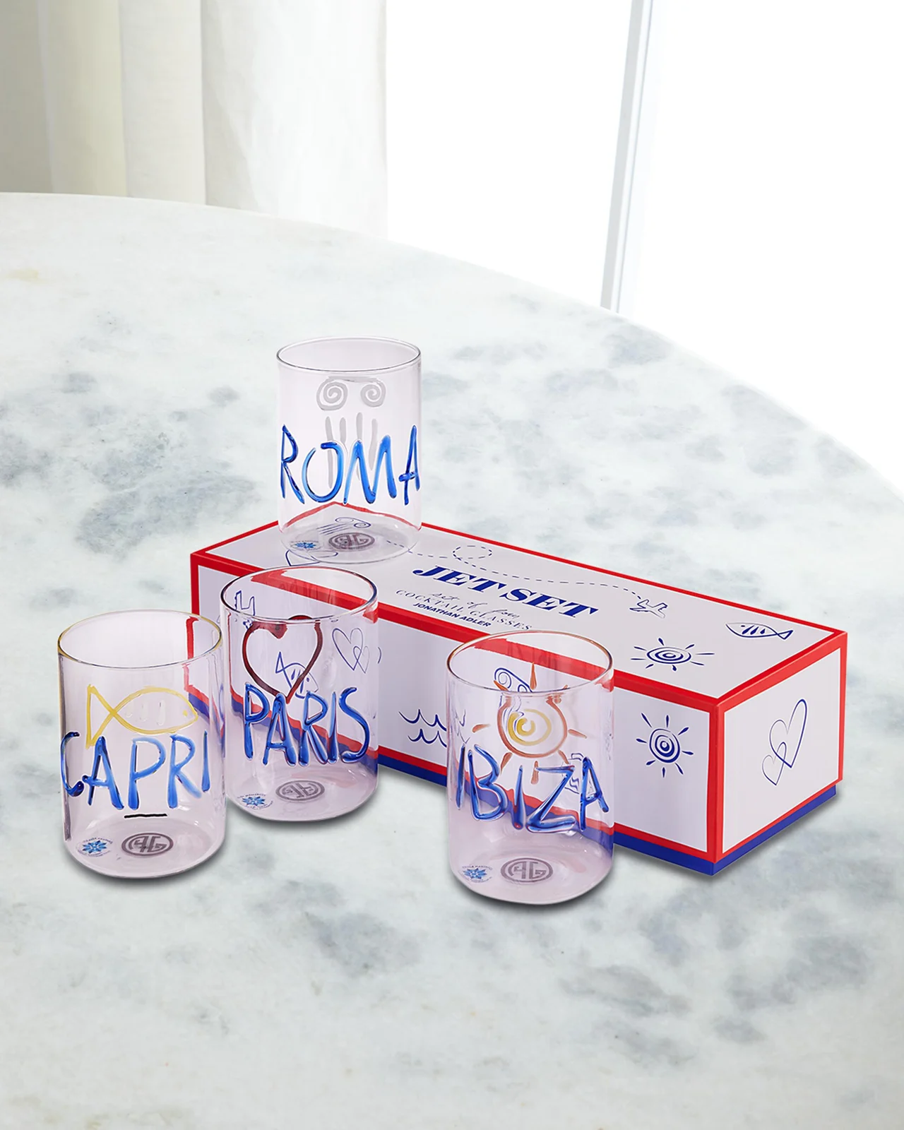 Jonathan Adler Jet Set Cocktail Glasses, Set of 4