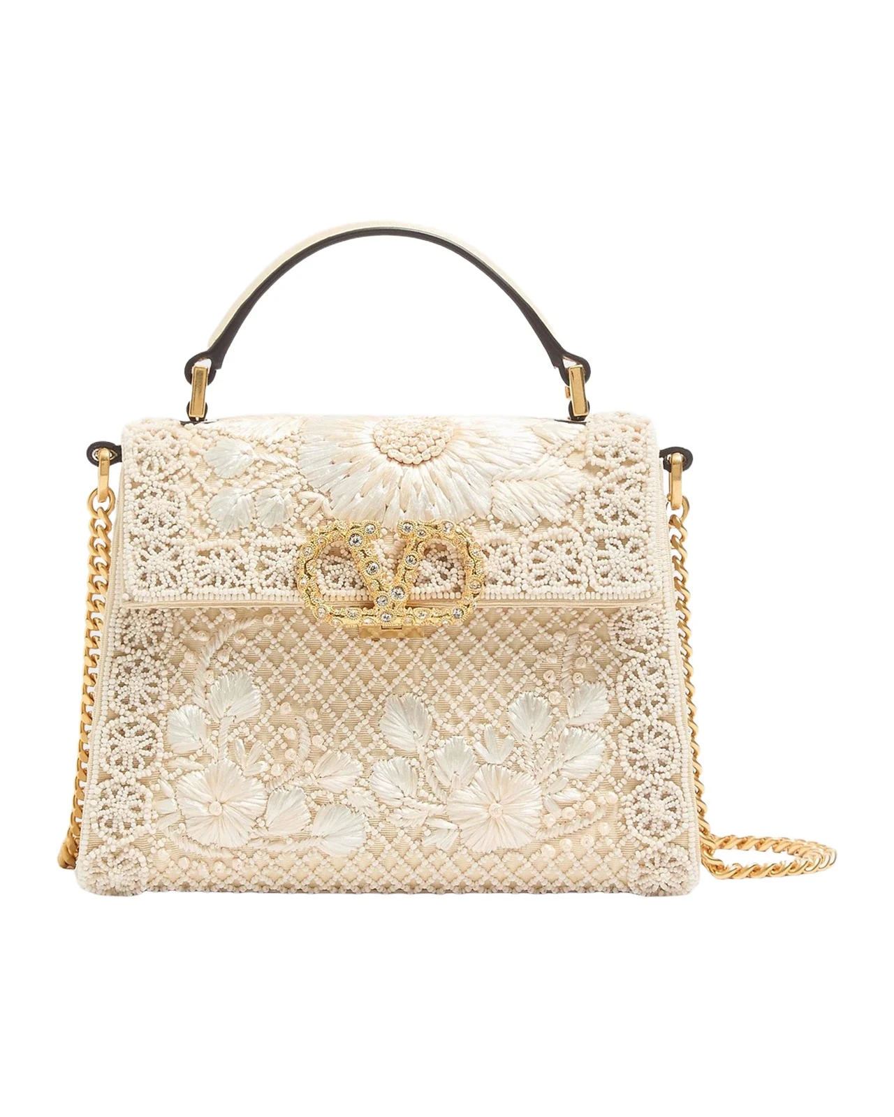 Mini Vsling Embroidered Handbag with Jewel Logo Mini Vsling Embroidered Handbag with Jewel Logo