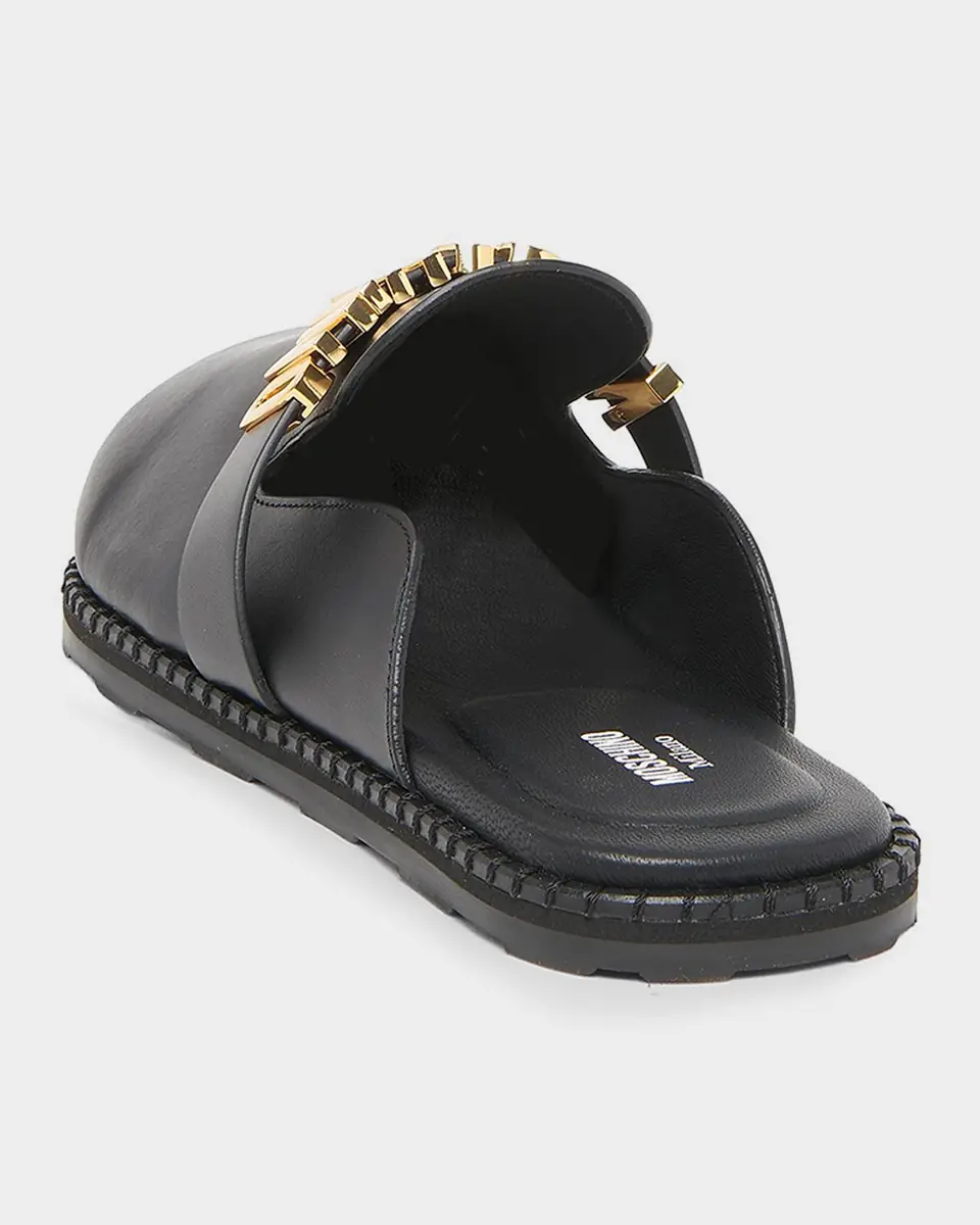 MOSCHINO Men's M Logo Leather Mules | Thumbnail 2 MOSCHINO Men's M Logo Leather Mules | Thumbnail 2