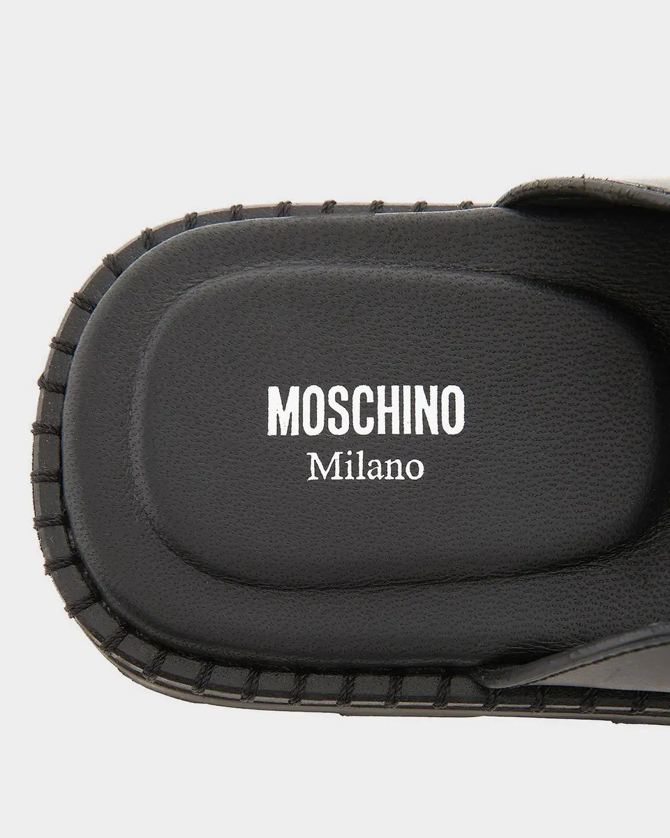 MOSCHINO Men's M Logo Leather Mules | Thumbnail 3 MOSCHINO Men's M Logo Leather Mules | Thumbnail 3