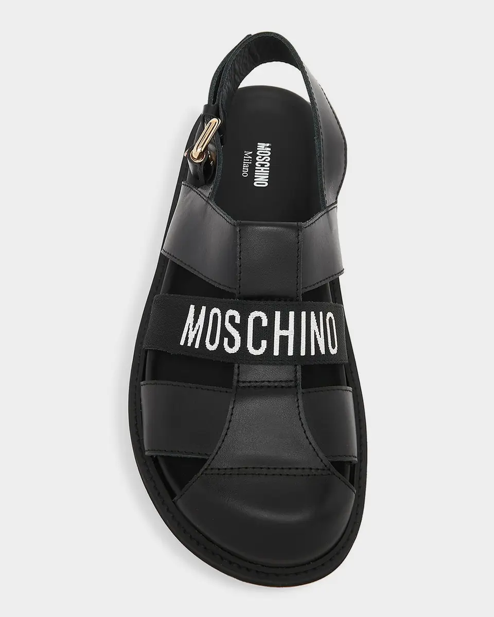 MOSCHINO Men's M Leather Sandals | Thumbnail 4 MOSCHINO Men's M Leather Sandals | Thumbnail 4
