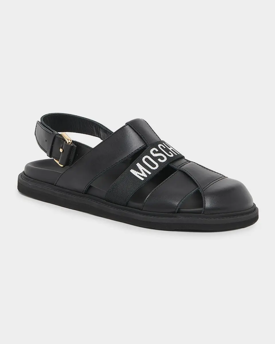 MOSCHINO Men's M Leather Sandals | Thumbnail 5 MOSCHINO Men's M Leather Sandals | Thumbnail 5