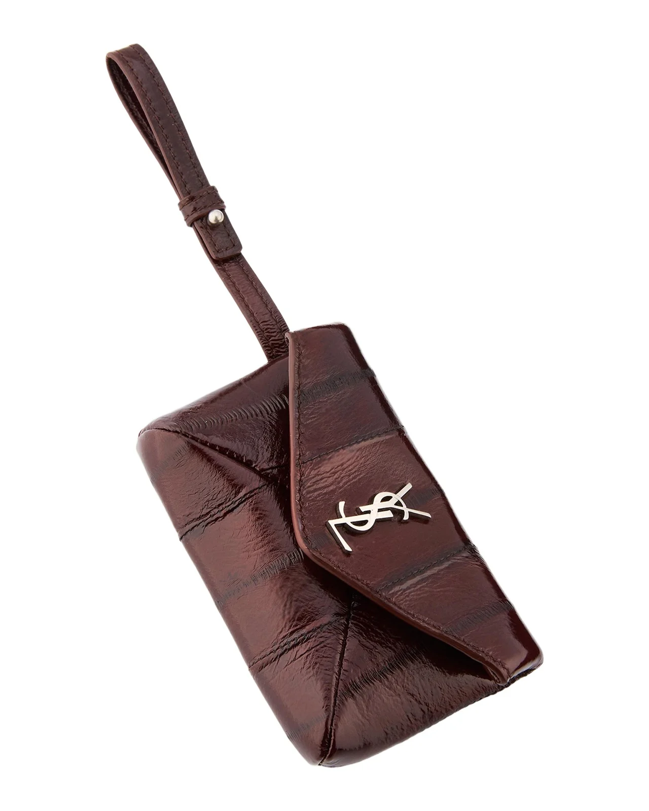 Saint Laurent Men's Cassandre Micro YSL Envelope Pouch in Grained Leather