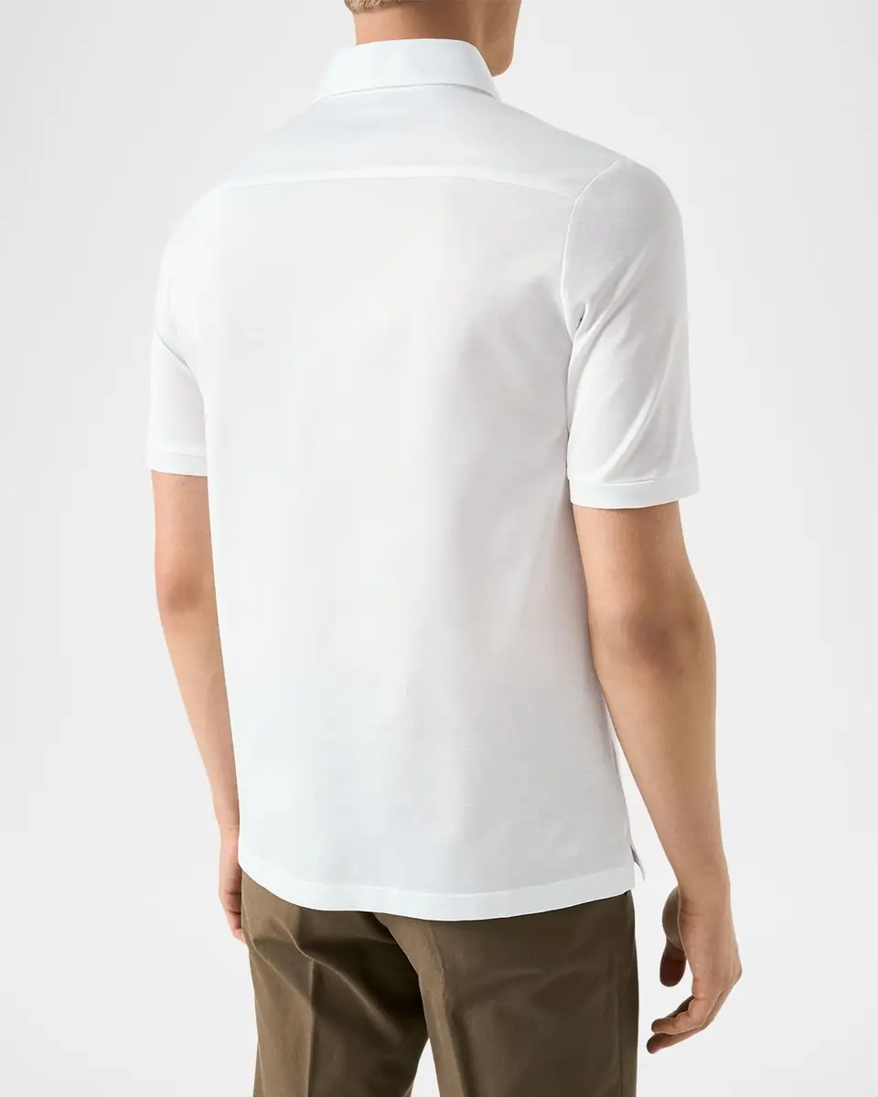Eton Men's Filo di Scozia Cotton Jaquard Polo Shirt | Thumbnail 2 Eton Men's Filo di Scozia Cotton Jaquard Polo Shirt | Thumbnail 2