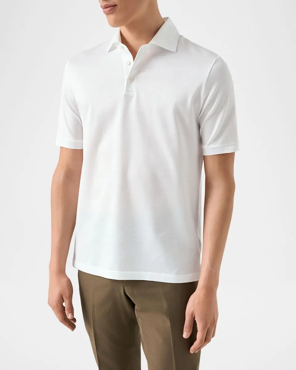 Eton Men's Filo di Scozia Cotton Jaquard Polo Shirt | Thumbnail 3 Eton Men's Filo di Scozia Cotton Jaquard Polo Shirt | Thumbnail 3