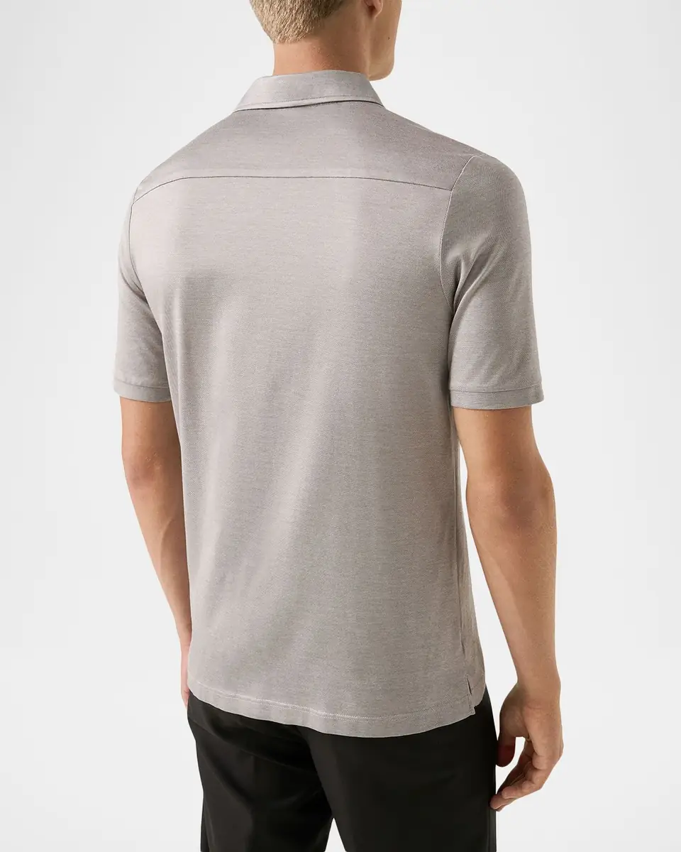 Eton Men's Filo di Scozia Cotton Jaquard Polo Shirt | Thumbnail 2 Eton Men's Filo di Scozia Cotton Jaquard Polo Shirt | Thumbnail 2