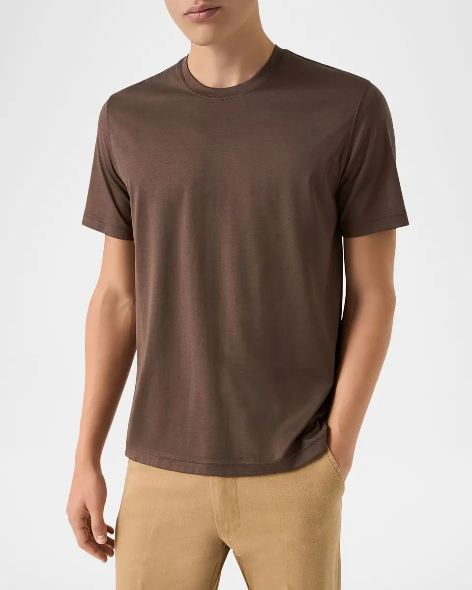 Eton Men's Cotton and Silk Solid Crewneck T-Shirt | Thumbnail 4 Eton Men's Cotton and Silk Solid Crewneck T-Shirt | Thumbnail 4