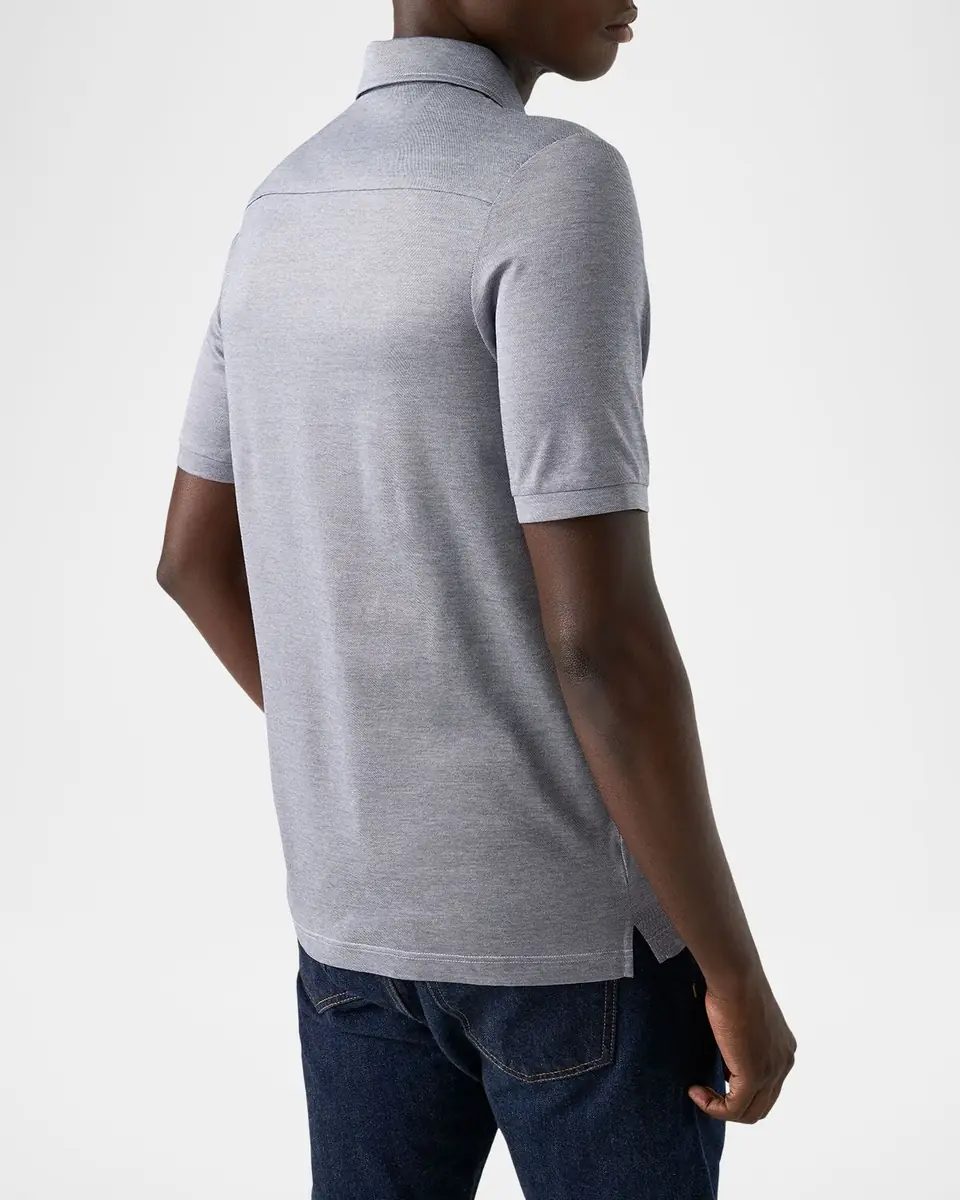 Eton Men's Filo di Scozia Cotton Jaquard Polo Shirt | Thumbnail 2 Eton Men's Filo di Scozia Cotton Jaquard Polo Shirt | Thumbnail 2