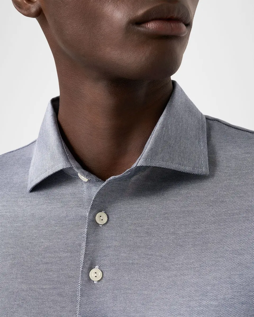 Eton Men's Filo di Scozia Cotton Jaquard Polo Shirt | Thumbnail 4 Eton Men's Filo di Scozia Cotton Jaquard Polo Shirt | Thumbnail 4