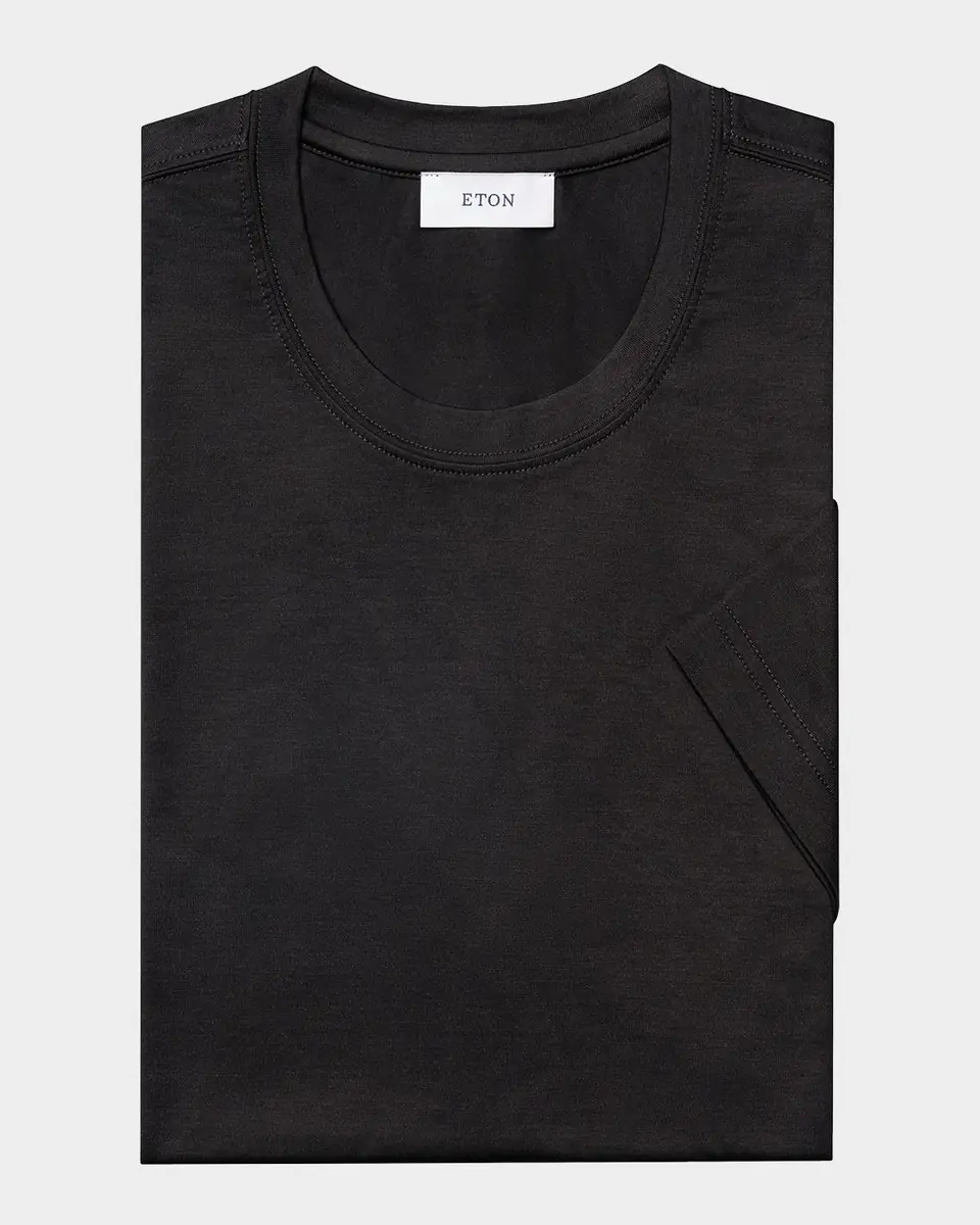 Eton Men's Cotton and Silk Solid Crewneck T-Shirt | Thumbnail 2 Eton Men's Cotton and Silk Solid Crewneck T-Shirt | Thumbnail 2