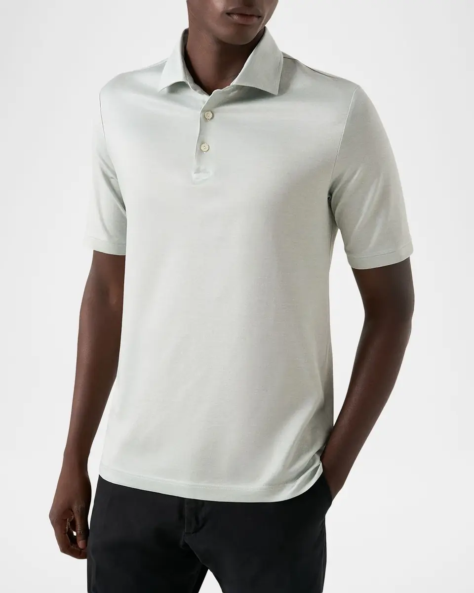 Eton Men's Filo di Scozia Cotton Jaquard Polo Shirt | Thumbnail 3 Eton Men's Filo di Scozia Cotton Jaquard Polo Shirt | Thumbnail 3