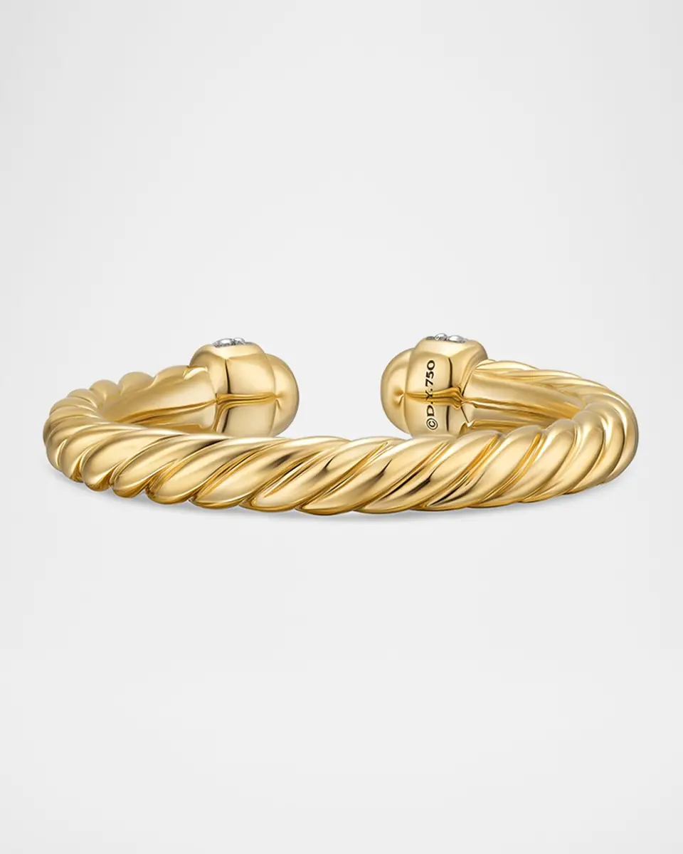 David Yurman Modern Cable Open Ring in 18K Gold with Diamonds, 2.8mm | Thumbnail 4