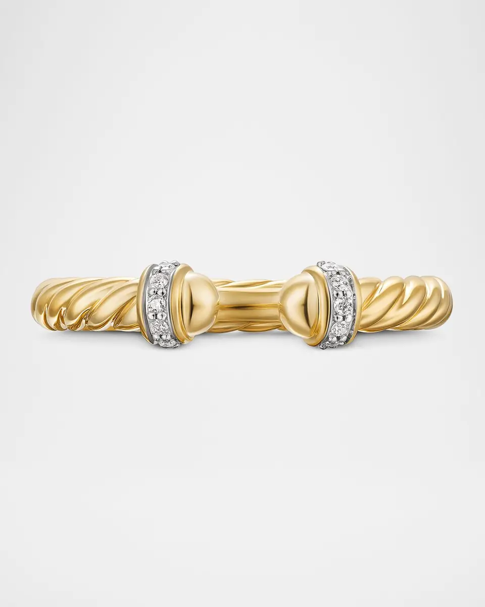 David Yurman Modern Cable Open Ring in 18K Gold with Diamonds, 2.8mm | Thumbnail 5