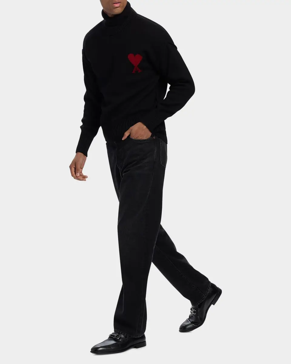 AMI PARIS Men's Ami De Coeur Wool Knit Crewneck Sweater | Thumbnail 2