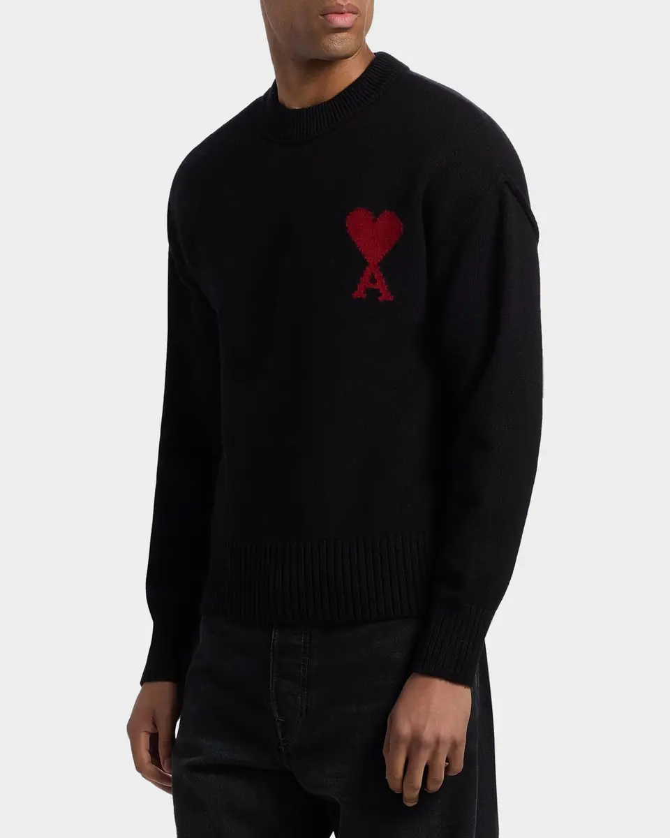 AMI PARIS Men's Ami De Coeur Wool Knit Crewneck Sweater | Thumbnail 4