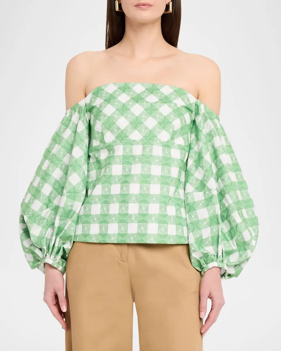 Rosie Assoulin Balloon-Sleeve Empire Off-The-Shoulder Top | Thumbnail 4 Rosie Assoulin Balloon-Sleeve Empire Off-The-Shoulder Top | Thumbnail 4