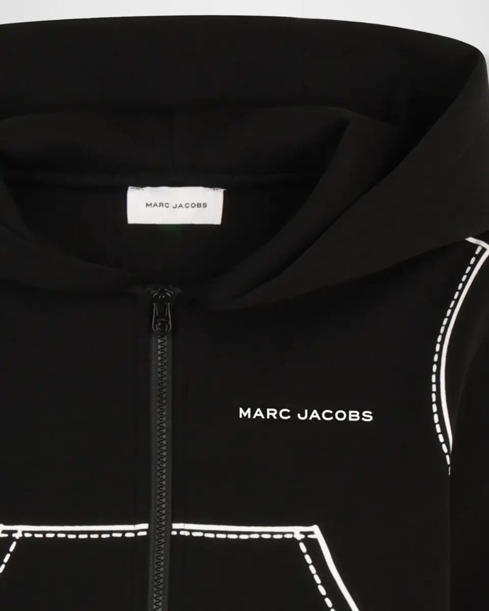 Marc Jacobs Girl's Contrast-Stitched Zip-Front Hoodie, Size 8-12 | Thumbnail 4 Marc Jacobs Girl's Contrast-Stitched Zip-Front Hoodie, Size 8-12 | Thumbnail 4