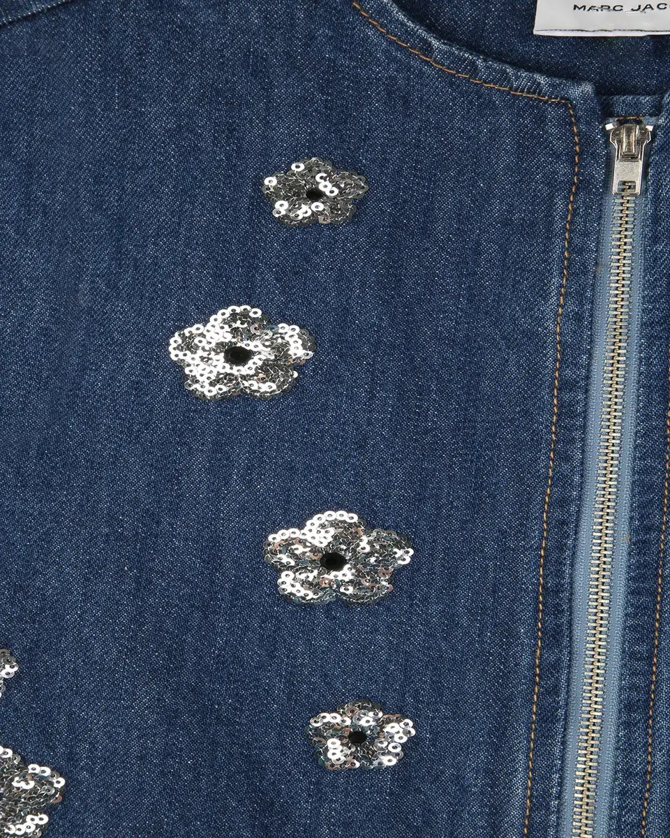 Marc Jacobs Girl's The Sequin Daisy Denim Dress, Size 4-6 | Thumbnail 4 Marc Jacobs Girl's The Sequin Daisy Denim Dress, Size 4-6 | Thumbnail 4